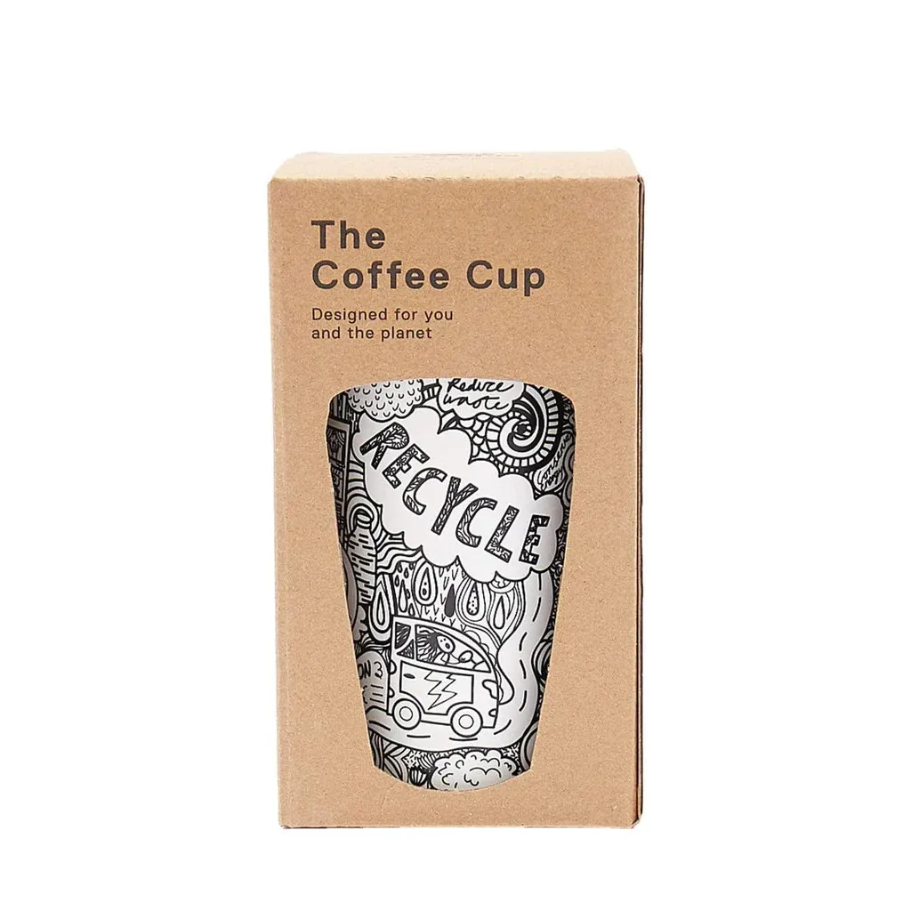 Eco Chic Save The Planet Thermal Coffee Cup Black and White