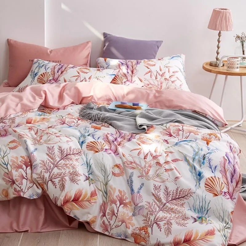 Egyptian Cotton Floral Print Pastoral Princess Bedding Set