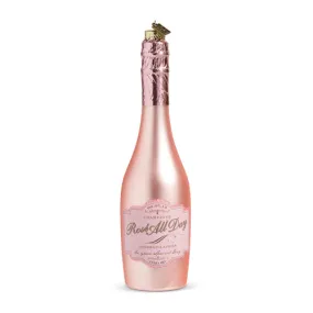 Eric Cortina “Rose all Day” Pink Champagne Bottle Glass Ornament