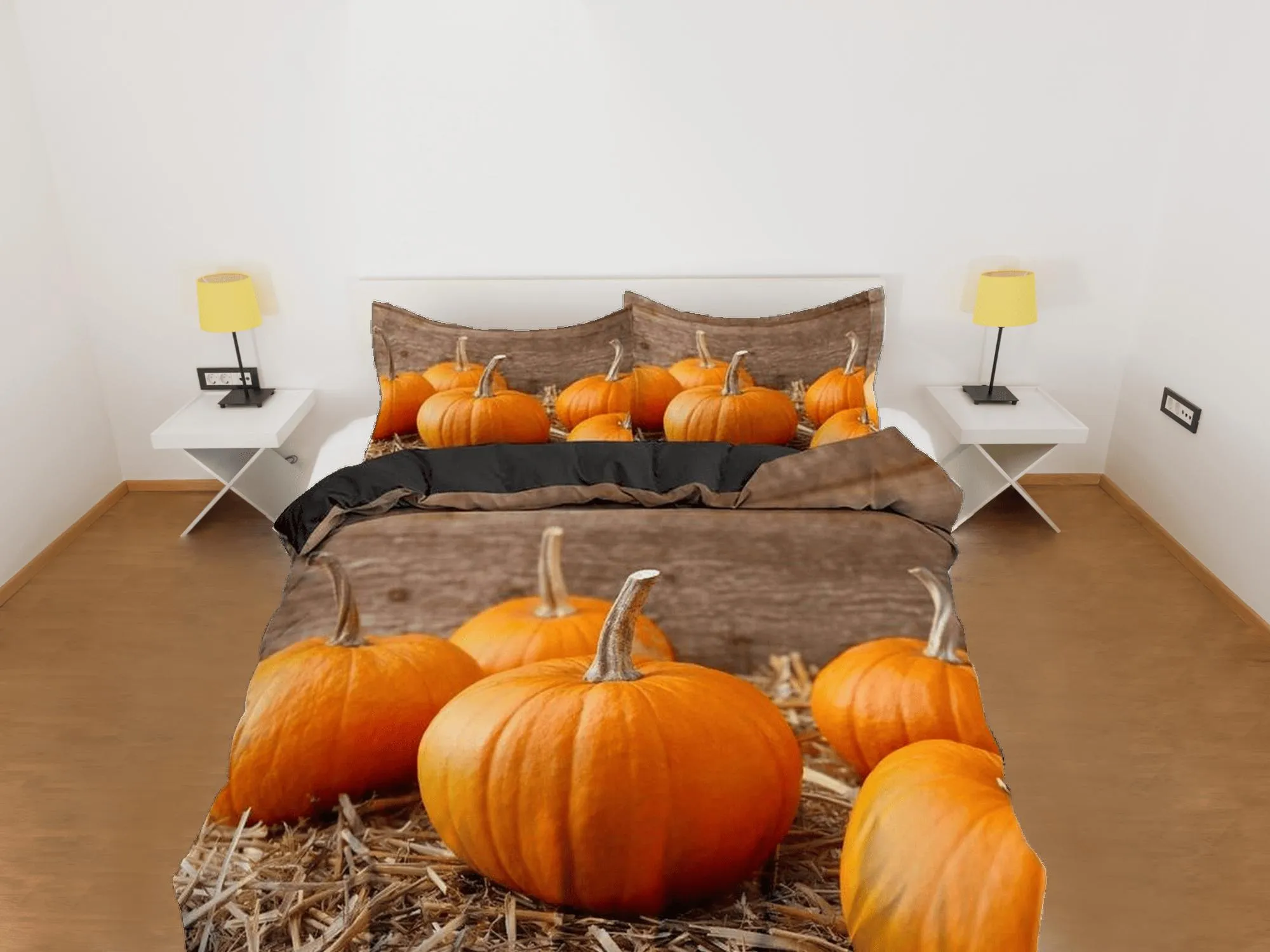 Farmhouse pumpkin halloween bedding & pillowcase, gothic duvet cover, dorm bedding, goth decor toddler bedding, halloween gift