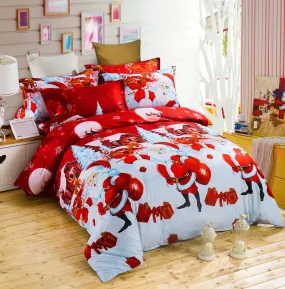 Festive Santa Claus Bedding Set - Cozy Christmas Three-Piece/Four-Piece Bedspread Collection