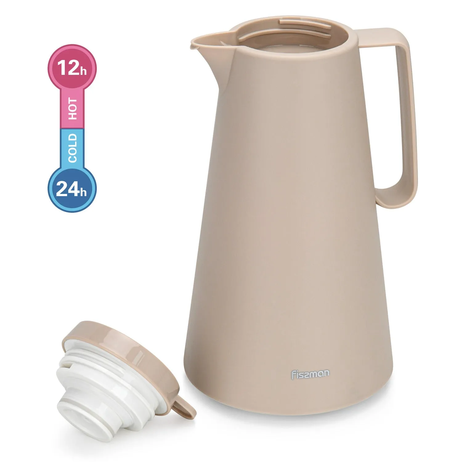 Fissman Vacuum Insulated Flask 1000 Ml Mocha Cream With Pink Glass Liner