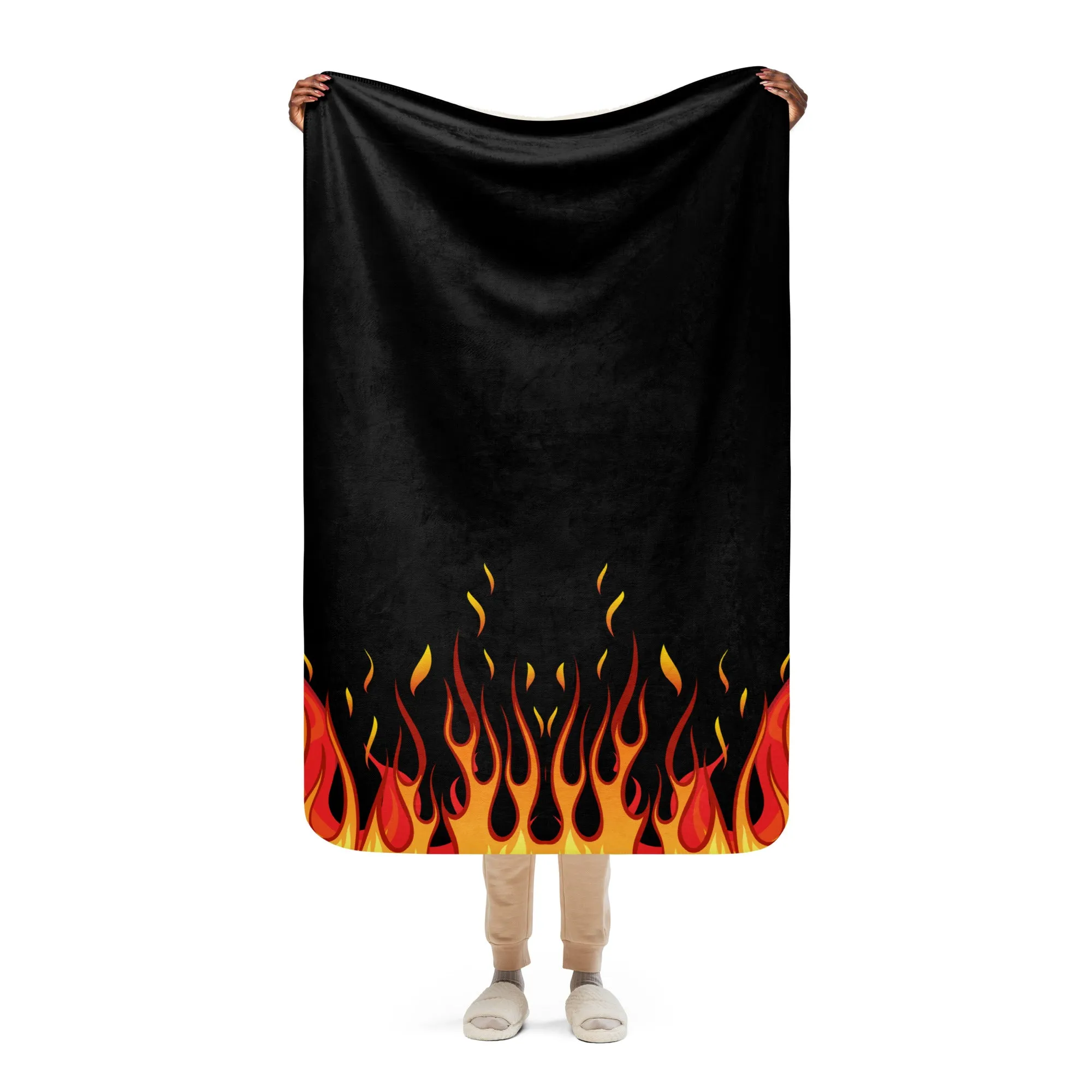 Flames Sherpa blanket lioness-love