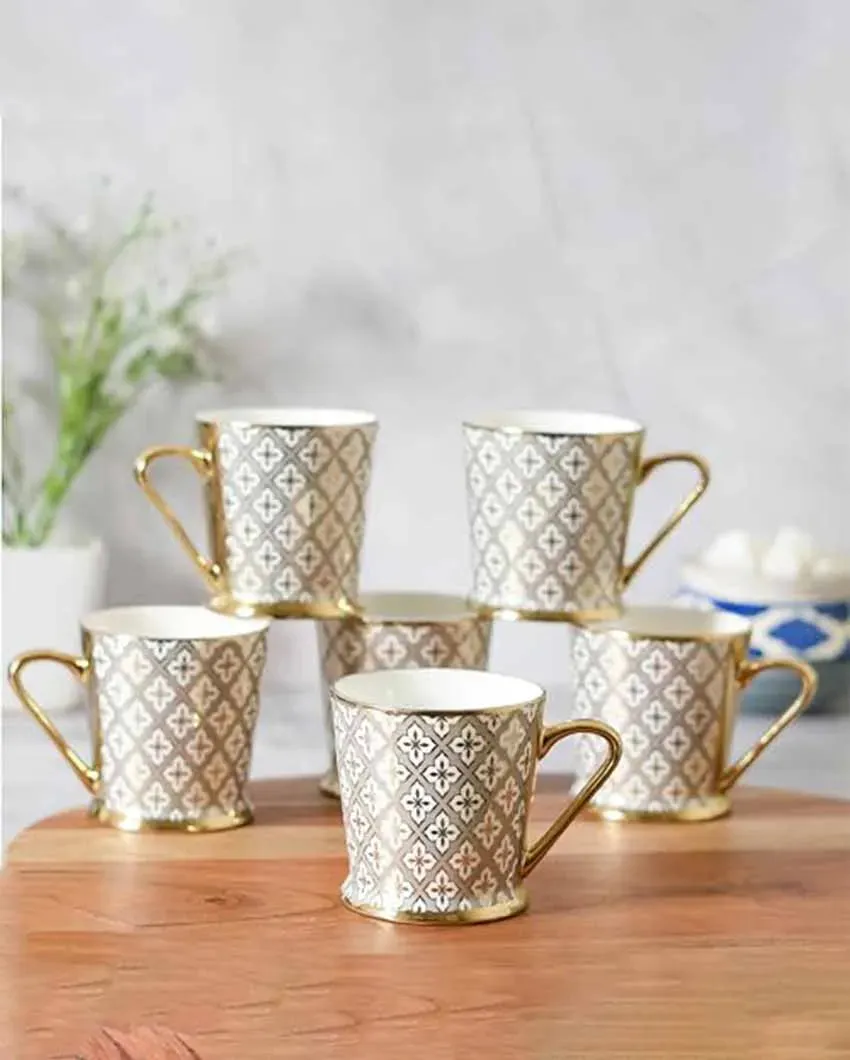 Floral Glass Mosaic Tea Cups | Set Of 6 | 180 Ml