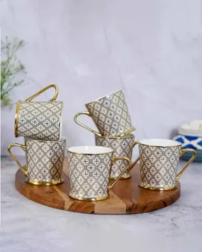 Floral Glass Mosaic Tea Cups | Set Of 6 | 180 Ml