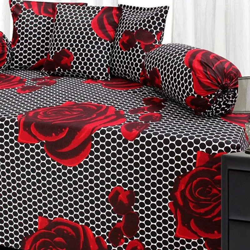 Flower Design Single Bedsheet ( 100% cotton, 8pc set, Diwan set )