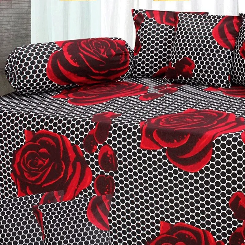 Flower Design Single Bedsheet ( 100% cotton, 8pc set, Diwan set )