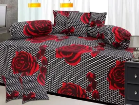 Flower Design Single Bedsheet ( 100% cotton, 8pc set, Diwan set )