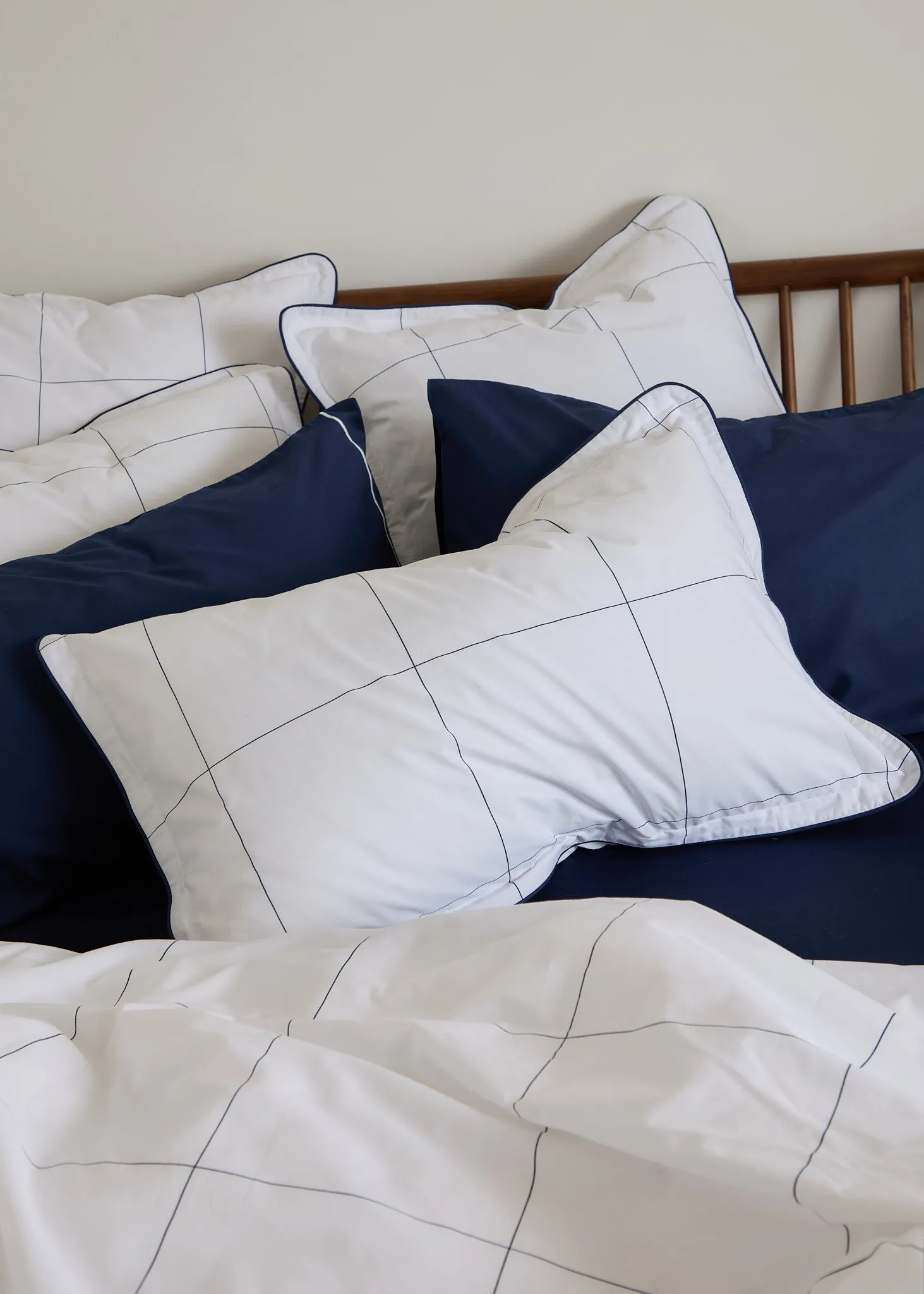 Foxford Navy Windowpane Duvet Set