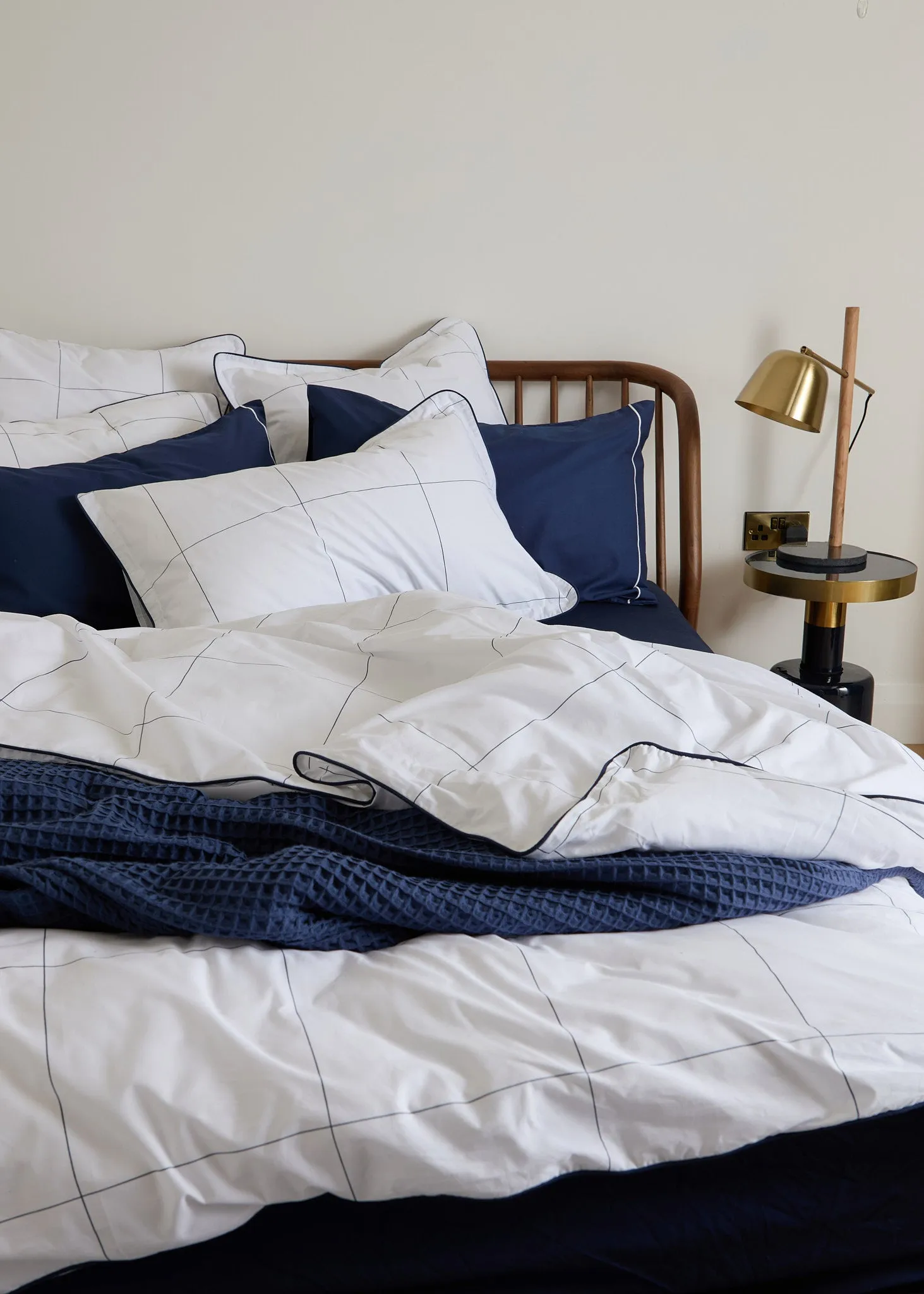 Foxford Navy Windowpane Duvet Set