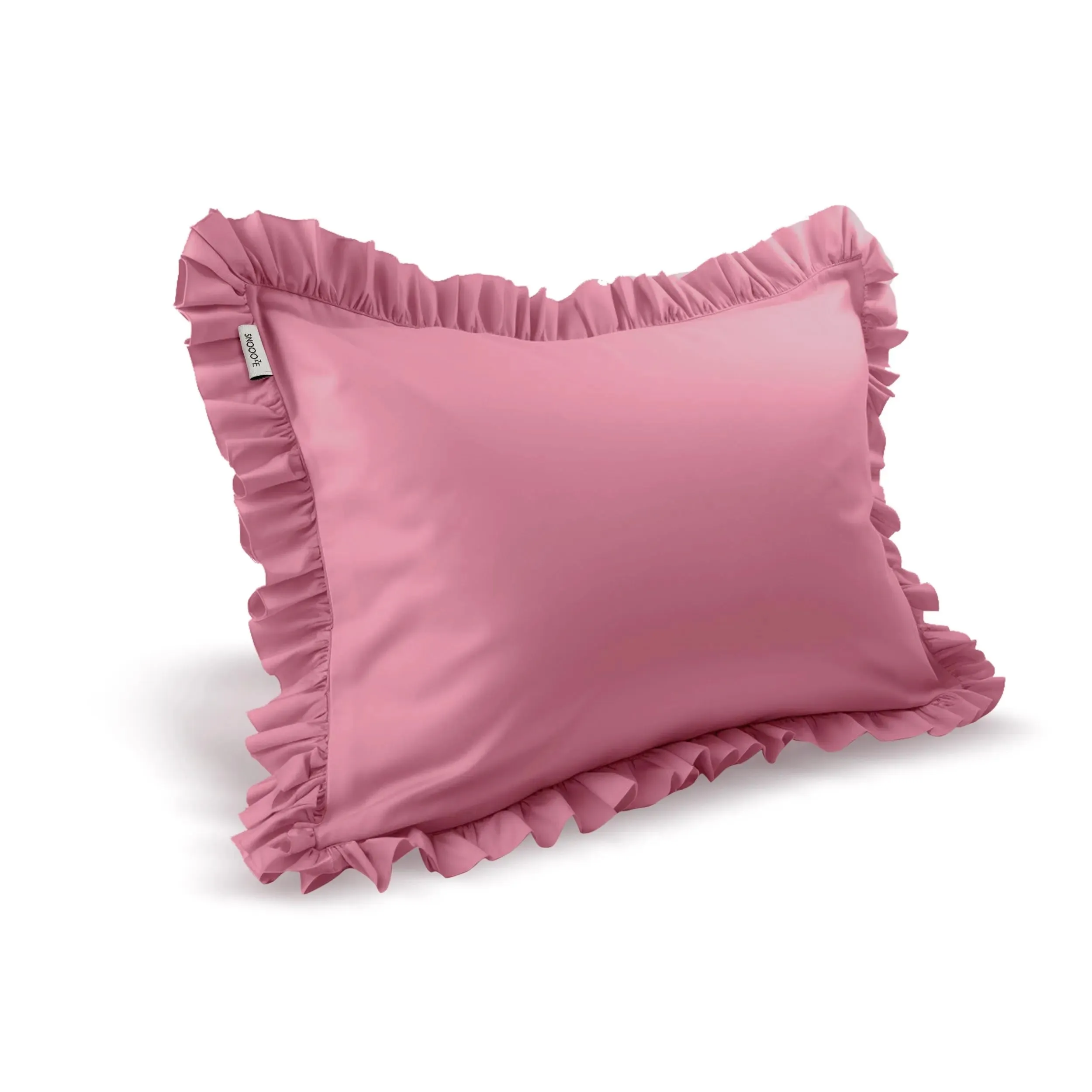 Full-Size Cotton Ruffled Pillowcase, Bubblegum Pink