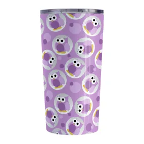 Funny Cute Purple Owl Pattern Tumbler Cup