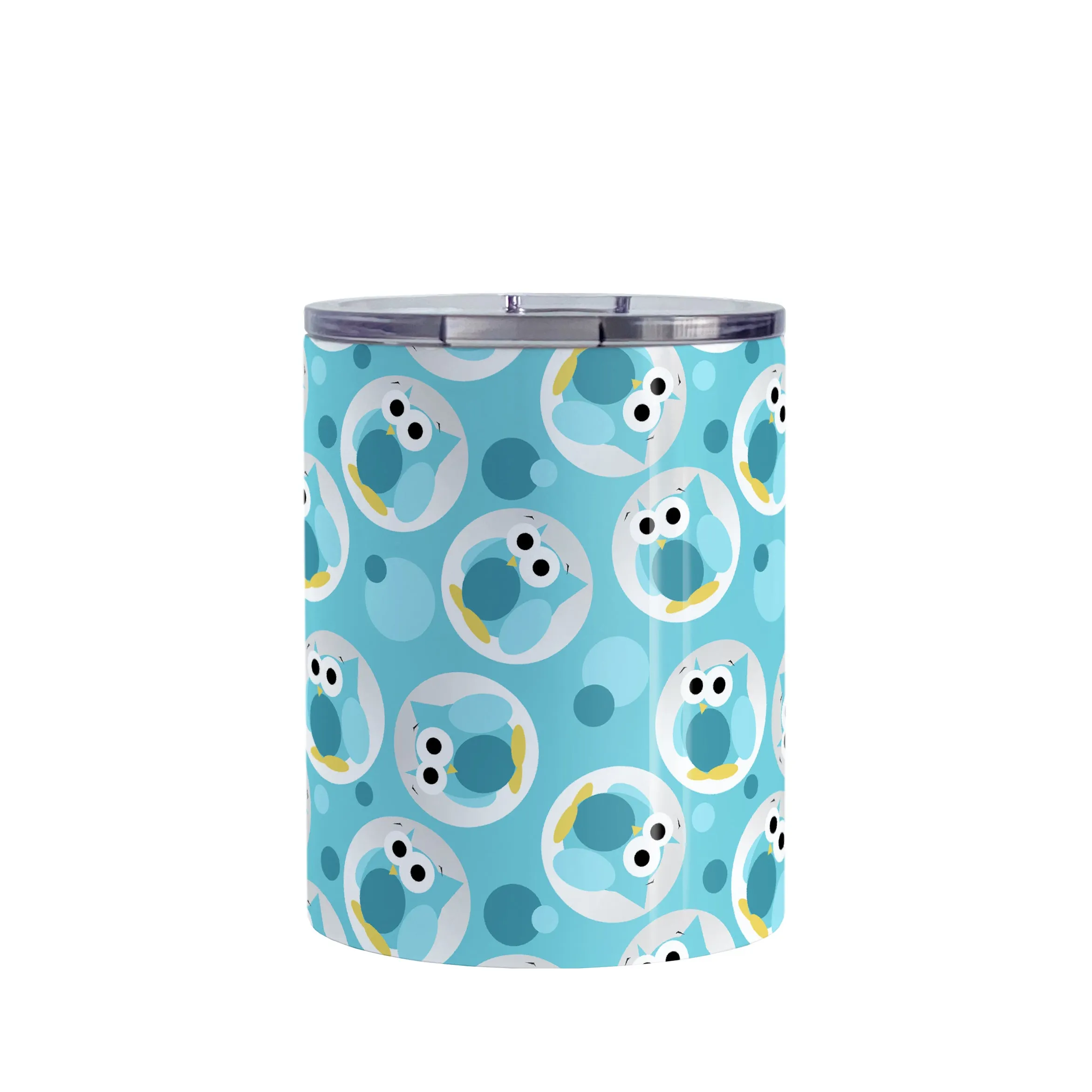 Funny Cute Turquoise Owl Pattern Tumbler Cup