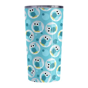 Funny Cute Turquoise Owl Pattern Tumbler Cup