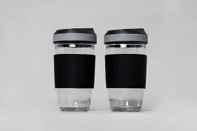 Genicook Borosilicate 16.2 oz Coffee Cup with Silicone Wrap set of 2, Tea cup, On The Go Coffee Tumbler