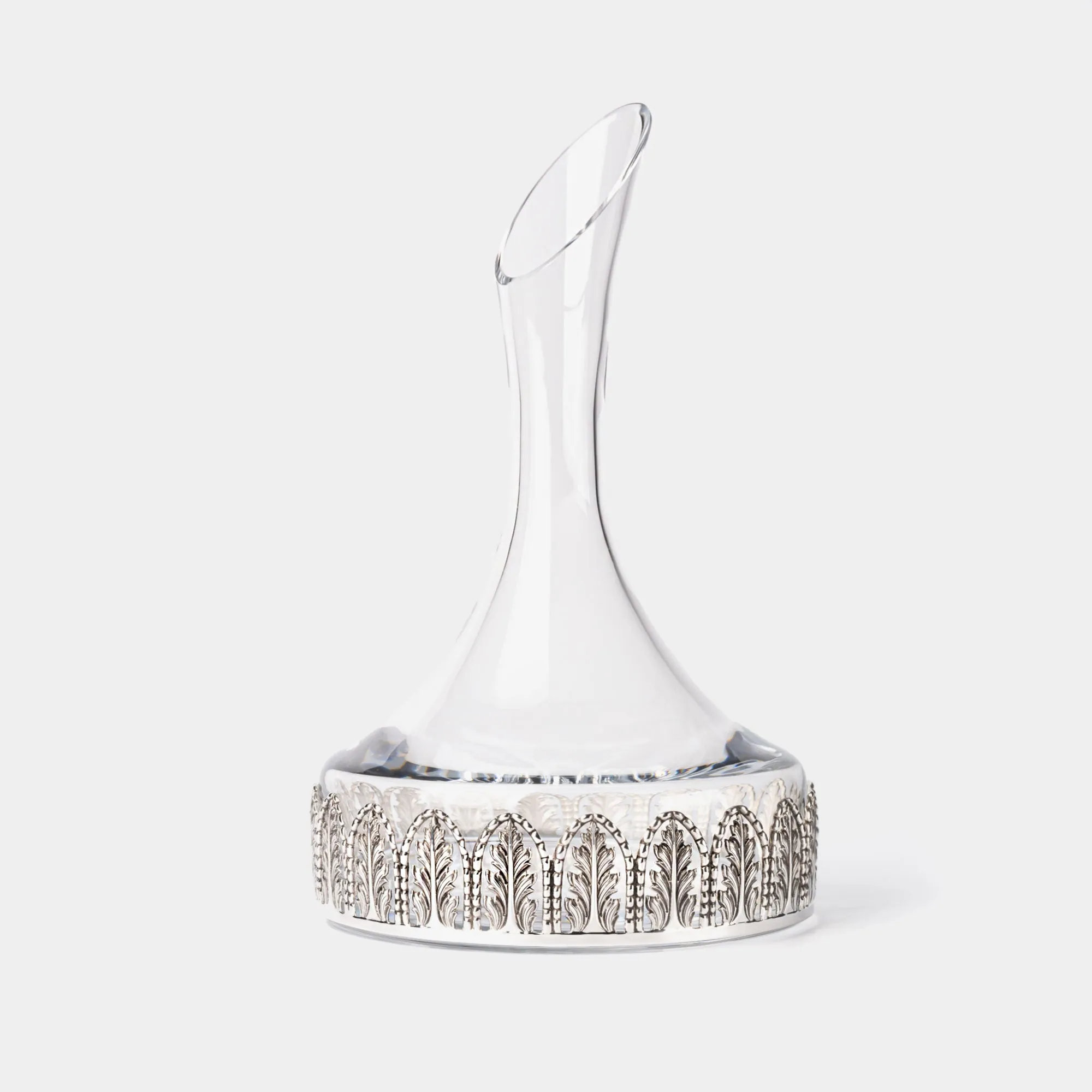 Glass Decanter Carafe, Silver-Plated Decoration