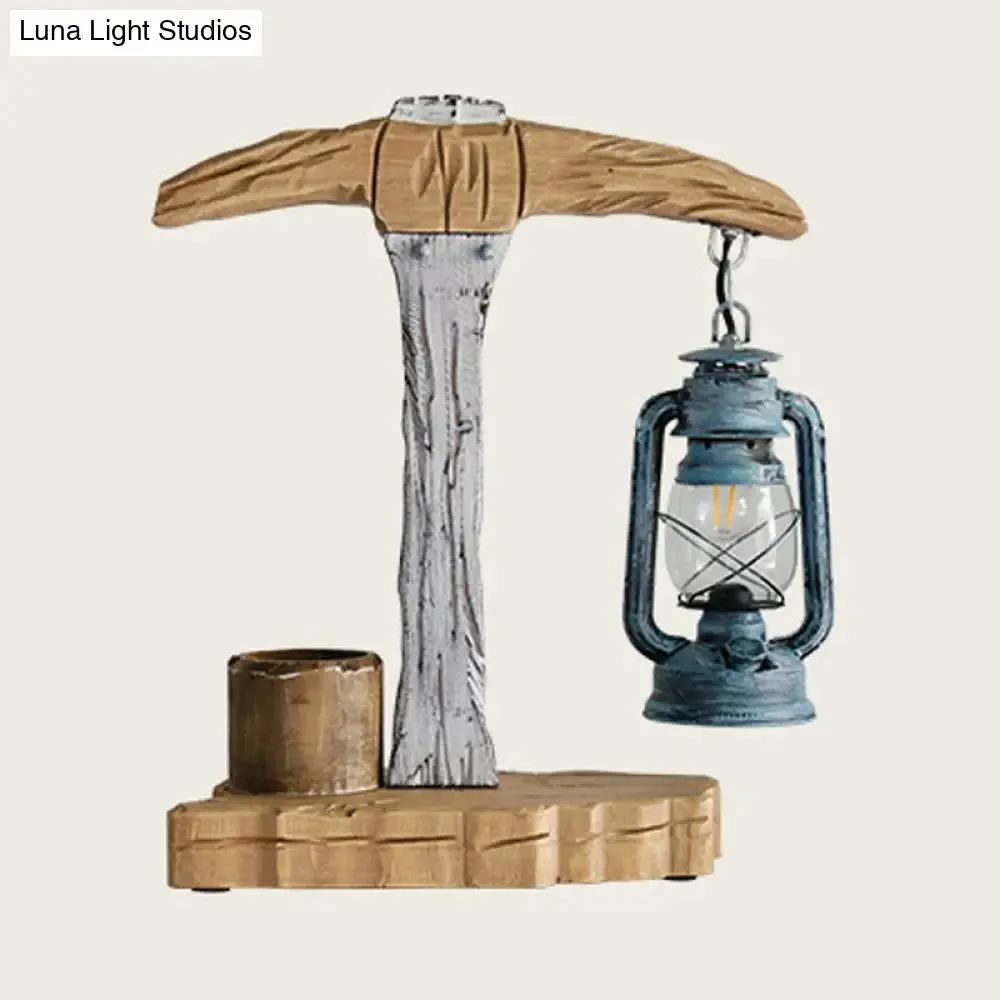 Grey Wood-Designed Kerosene Table Light for Study Room Desk Lighting