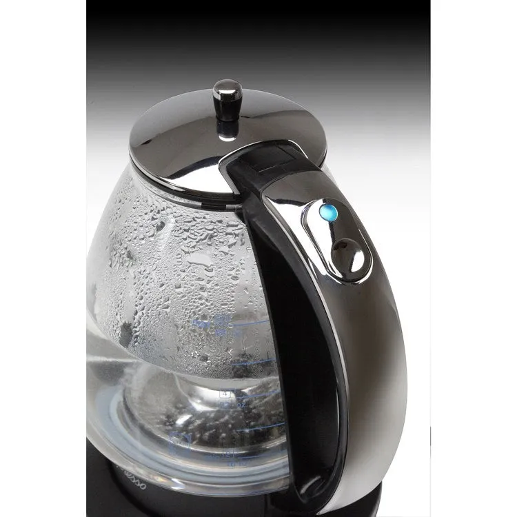 H2O Glass 6-cup (48 oz.) SCHOTT DURAN Rapid-Boil Glass Water Kettle