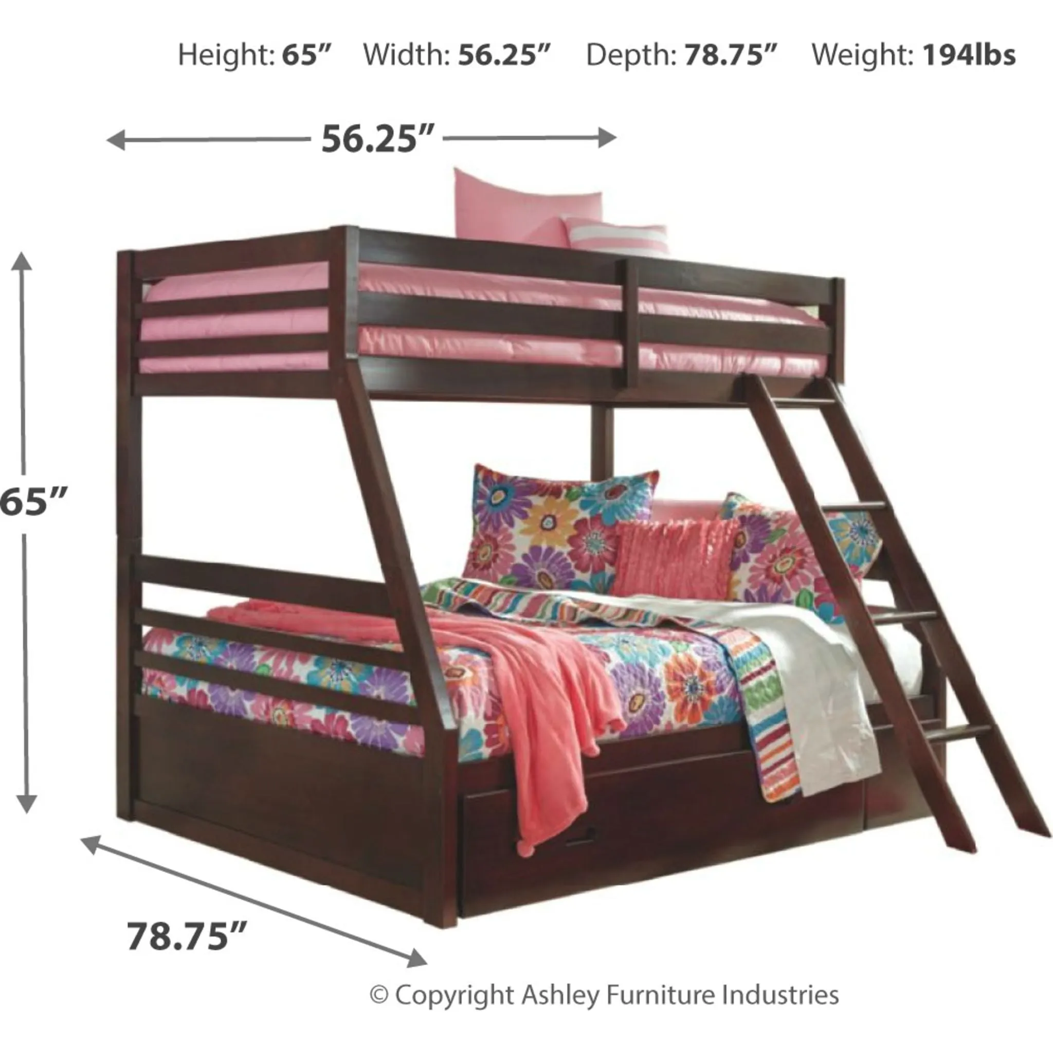 Halanton Twin/Full Bunk Bed with Storage