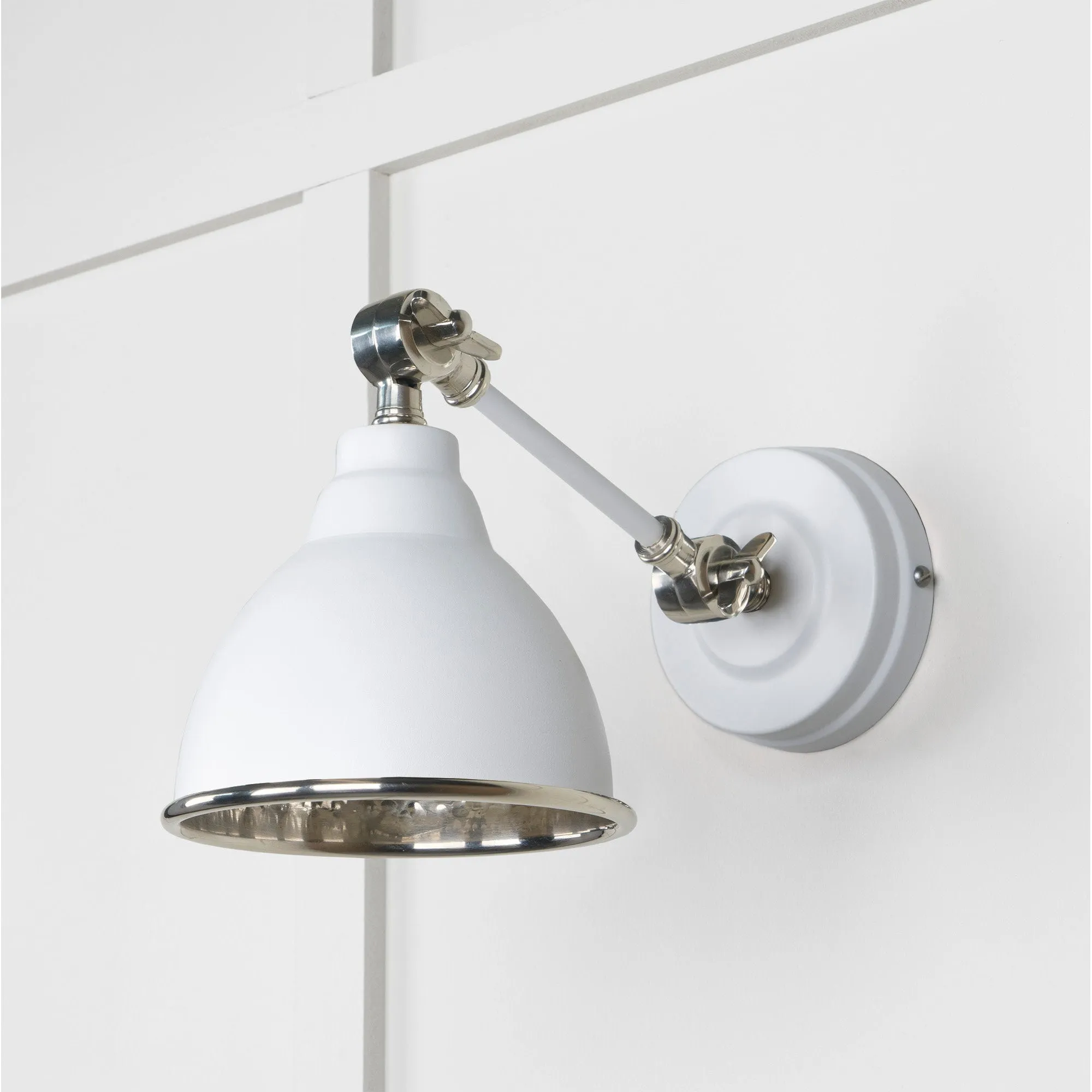 Hammered Nickel Brindley Wall Light in Flock | From The Anvil