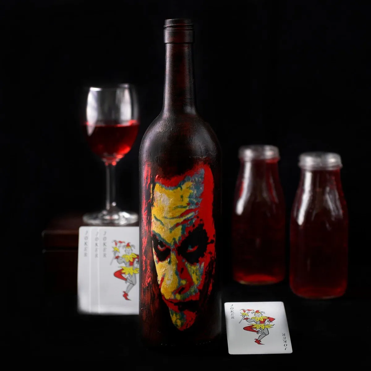 Hand Painted Joker Coldplay Glass Bottle