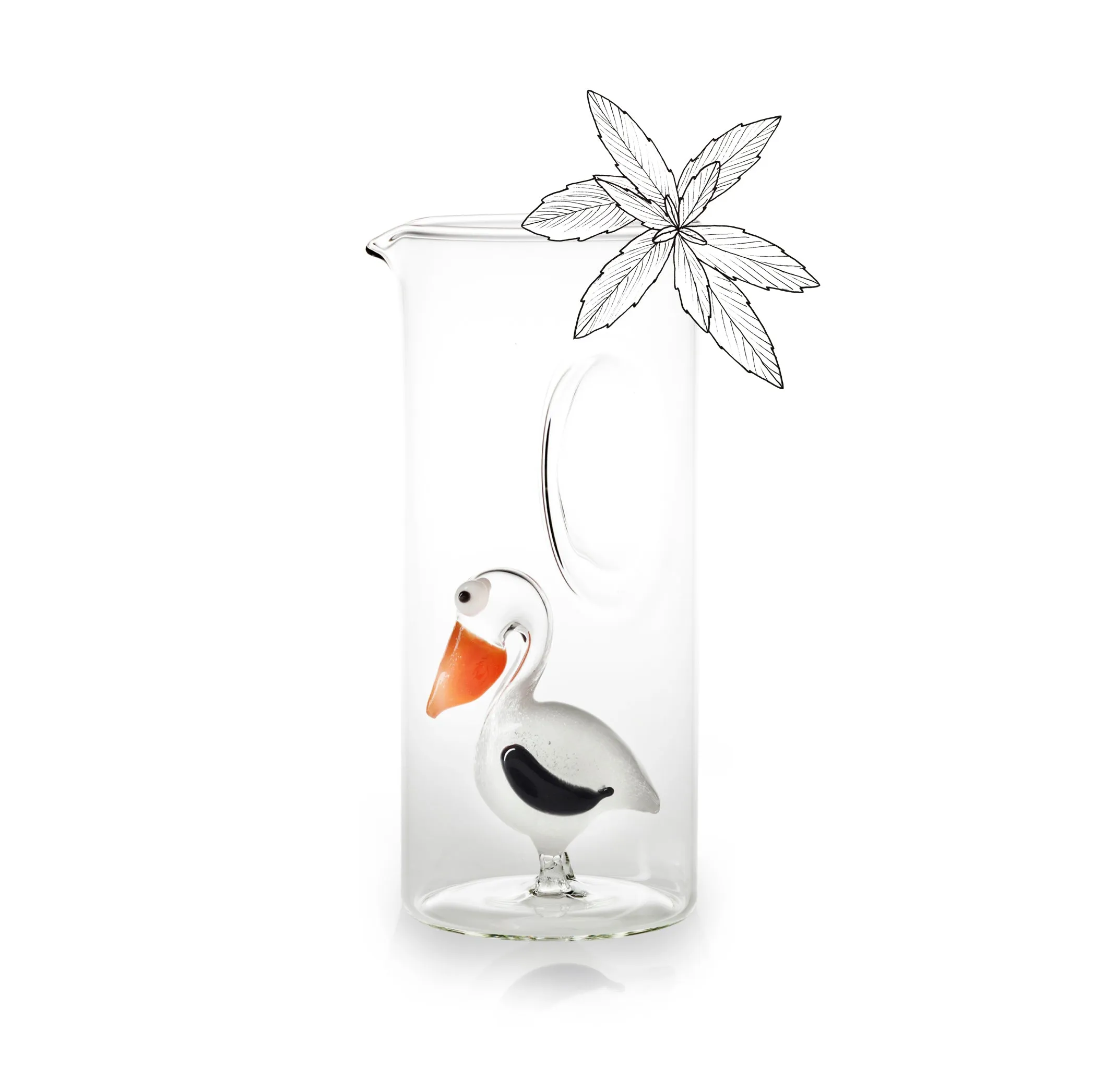 Handblown Glass Pelican Carafe, 24.5cm