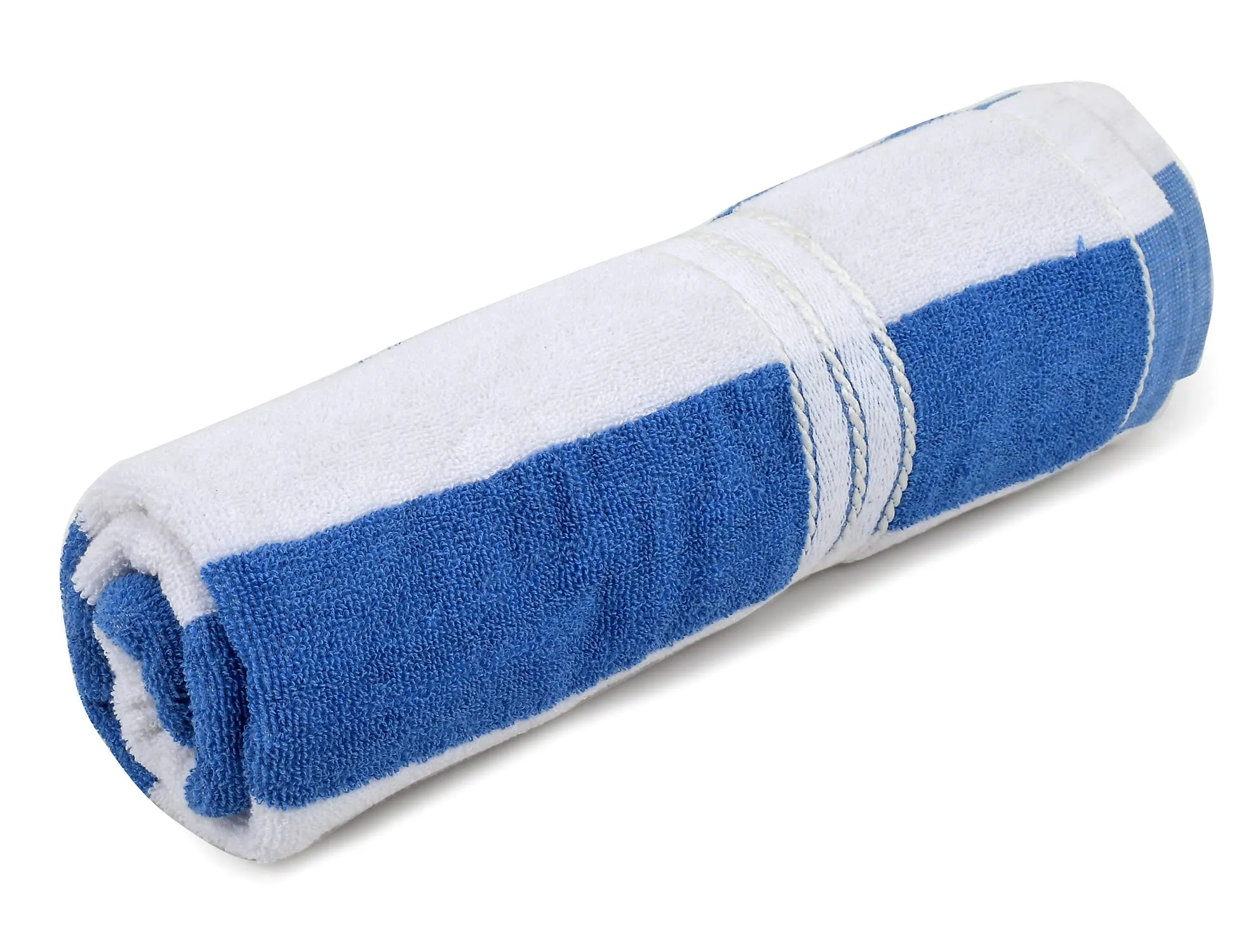 Heart Home Lining Design Soft Cotton Bath Towel, 30"x60"(Blue & White)