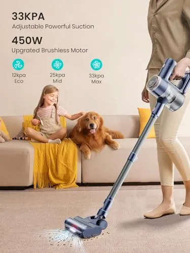 HONITURE S15 Cordless Vacuum Cleaner 450W/33Kpa Powerful Stick Vacuum (New)