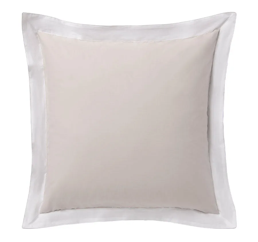 Hotel Deluxe European Tailored Pillowcase Natural and White