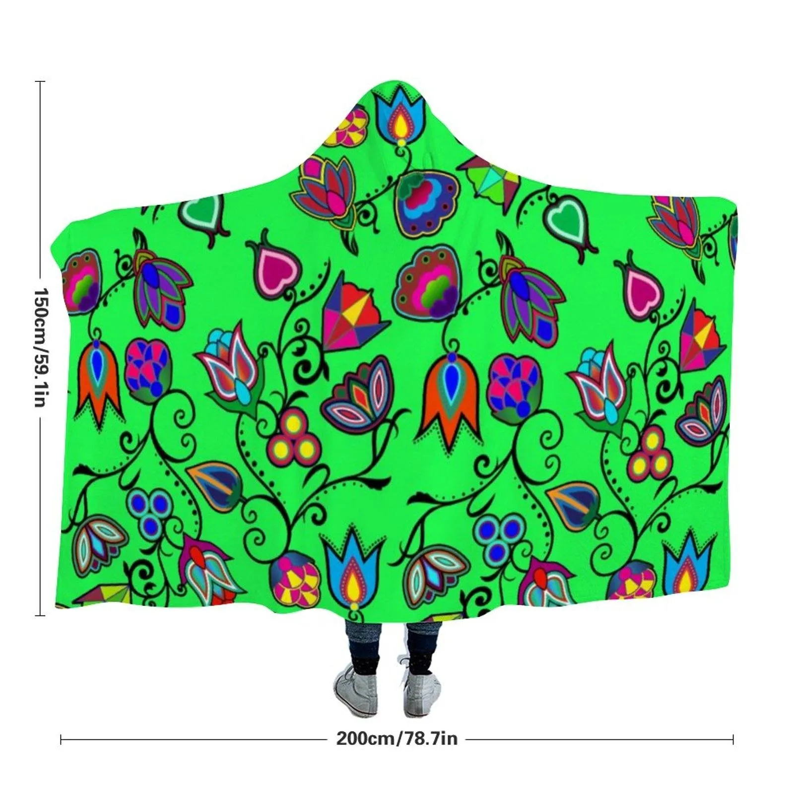 Indigenous Paisley Green Hooded Blanket