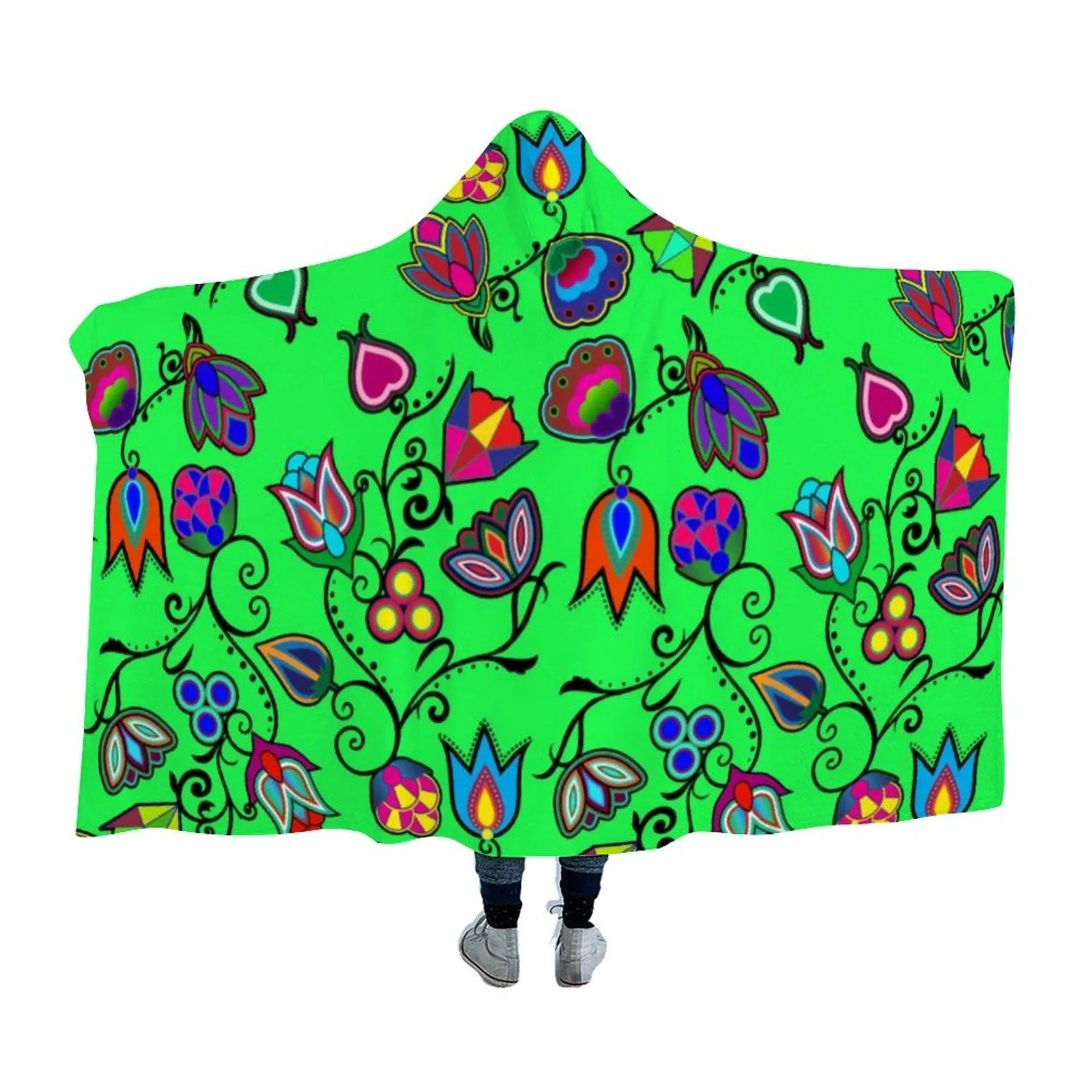 Indigenous Paisley Green Hooded Blanket