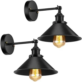 Industrial Conical Wall Light Sconce: Swivelable 1-Light Reading Lamp with Plug-in Cord