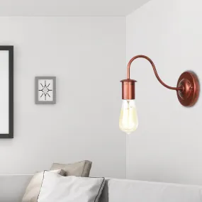 Industrial Rust Bare Bulb Wall Sconce Lamp - 6"/10" High, 1 Head, Metal Wall Lighting with Gooseneck Arm for Living Room