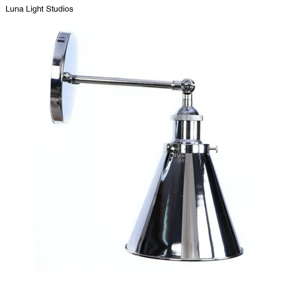 Industrial Style Conical Wall Mount Light for Living Room - Metallic Brass/Bronze Finish