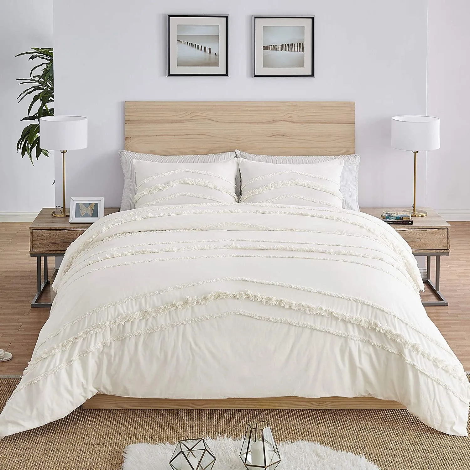 Ivory Tufted Duvet Cover Set