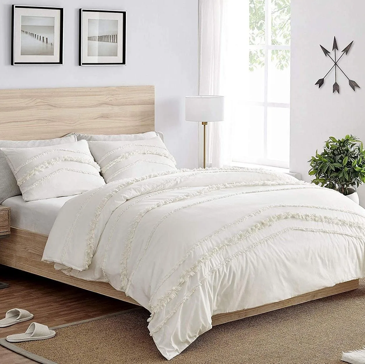 Ivory Tufted Duvet Cover Set