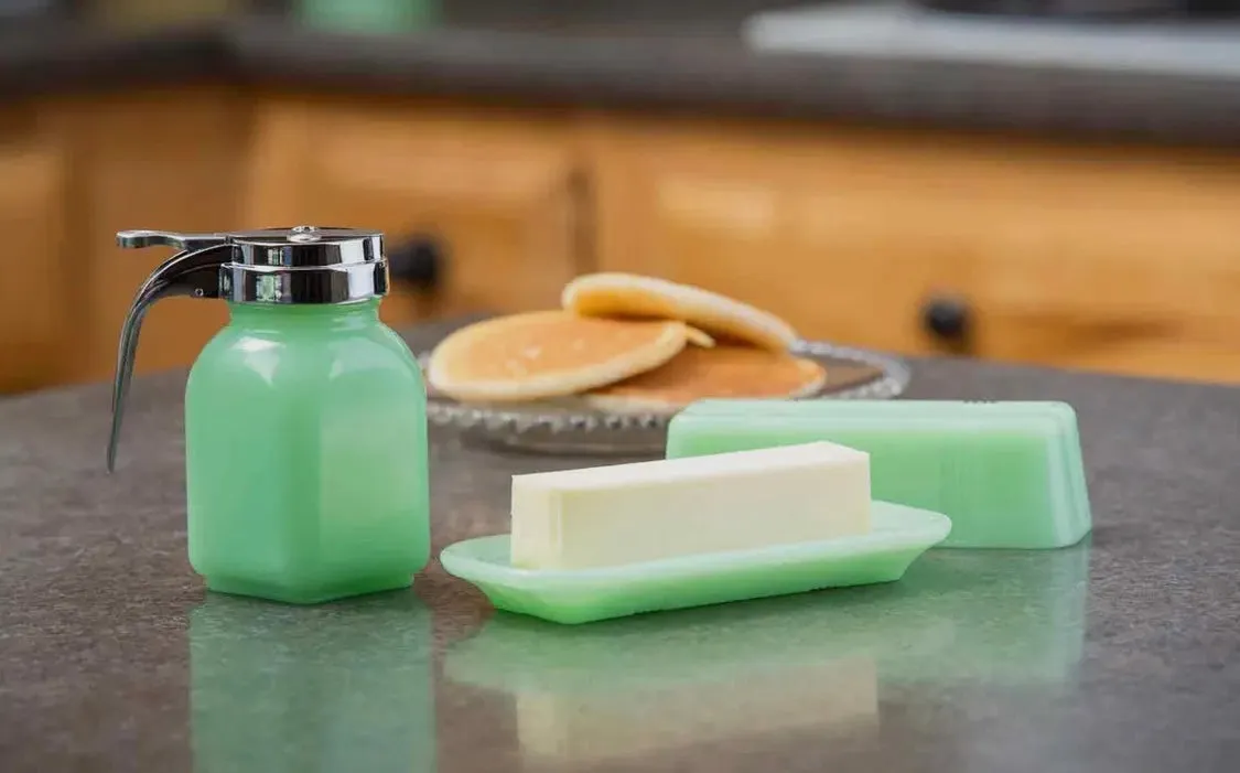 Jadeite Glass Syrup Dispenser