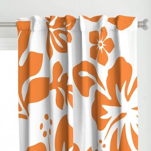 Juicy Orange Hawaiian Flowers on White Sheet Set from Surfer Bedding™️ Large Scale