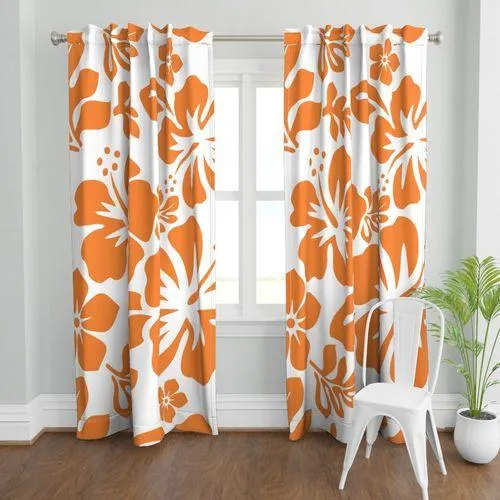 Juicy Orange Hawaiian Flowers on White Sheet Set from Surfer Bedding™️ Large Scale