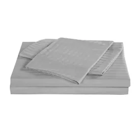 Kensington 1200 Thread Count 100% Egyptian Cotton Sheet Set Stripe Hotel Grade Double Silver