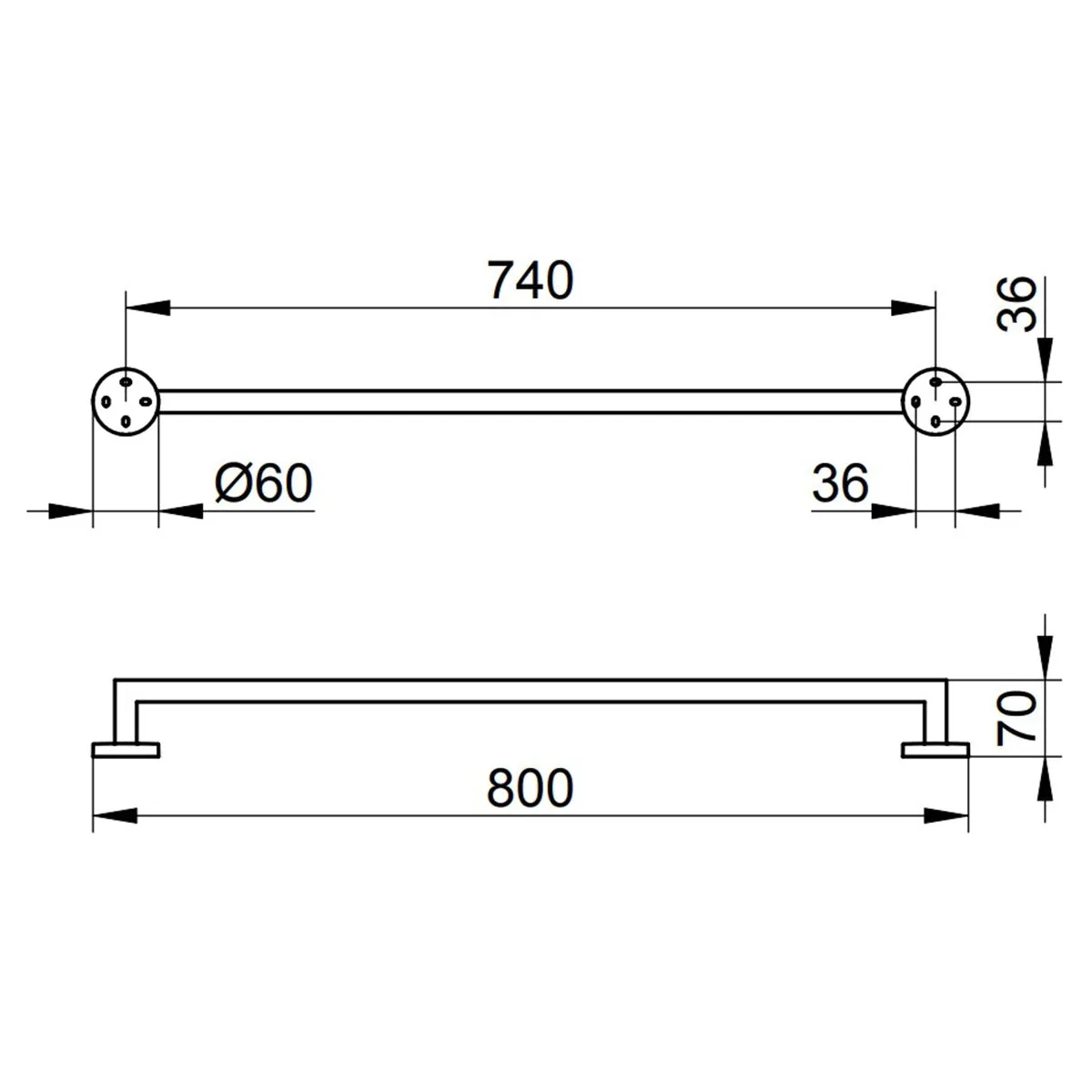 Keuco Edition 90 Bath Towel Rail 800mm in Chrome