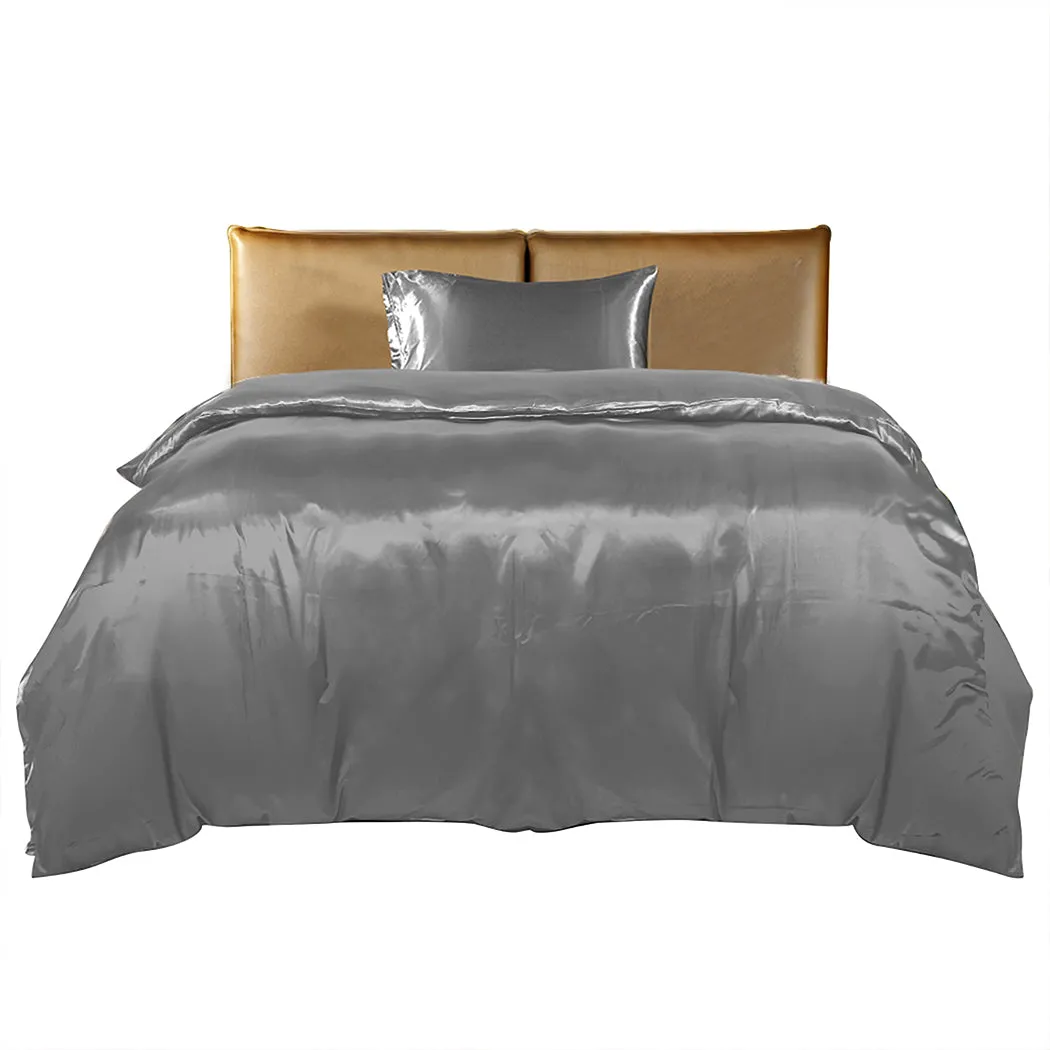 KING SINGLE Quilt Cover Set Bedspread Pillowcases - Summer Grey