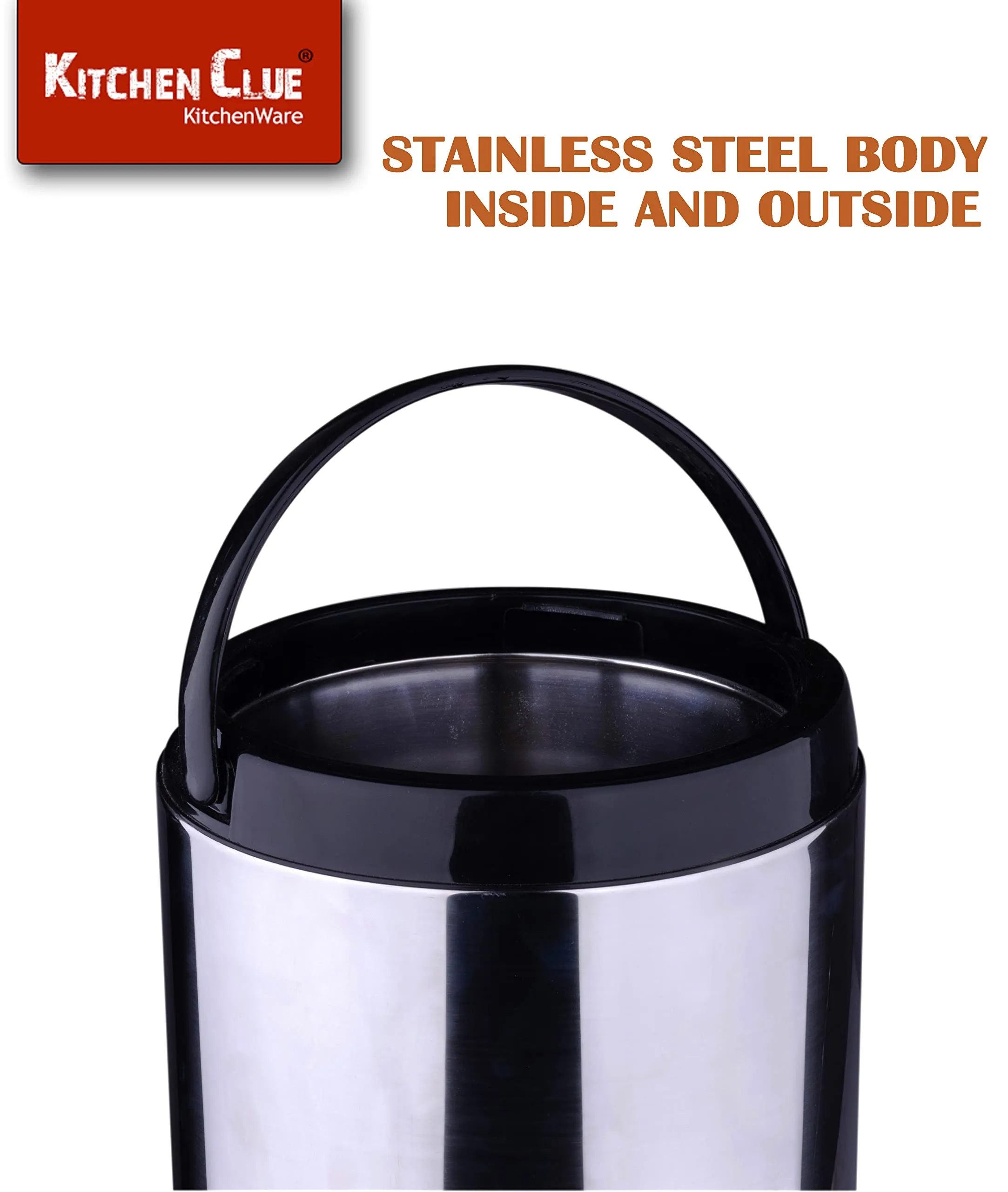 KITCHEN CLUE® Stainless Steel Travel Water Jug, Insulated Thermosteel 6 liters, Silver Black I Double Wall I Carafe with Stylish tap and Easy to Carry Handle