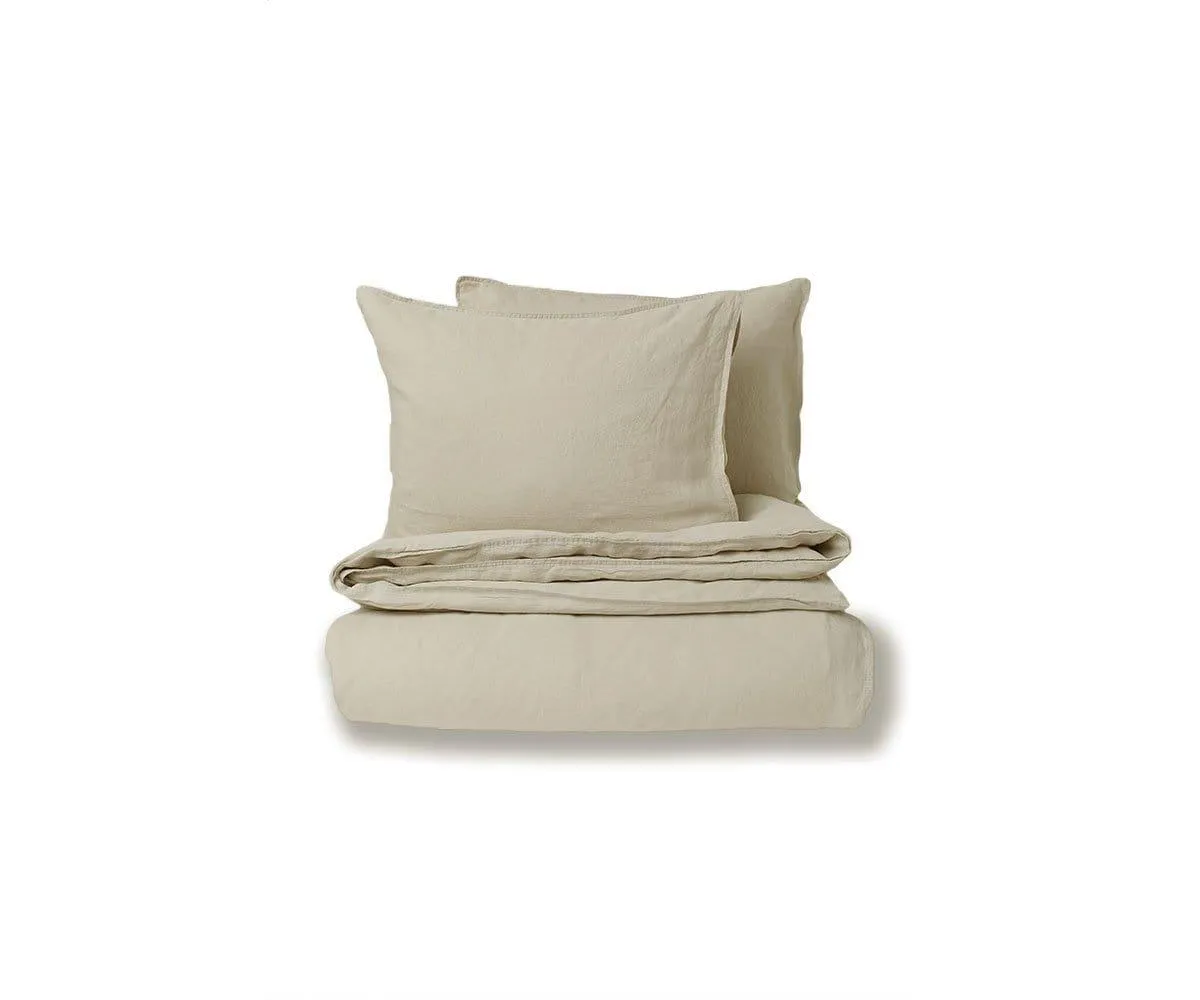 Laila Linen Duvet Cover   Shams Set - Taupe