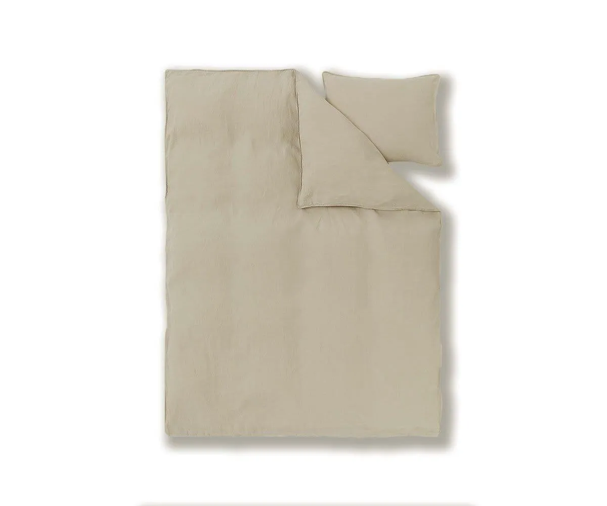 Laila Linen Duvet Cover   Shams Set - Taupe