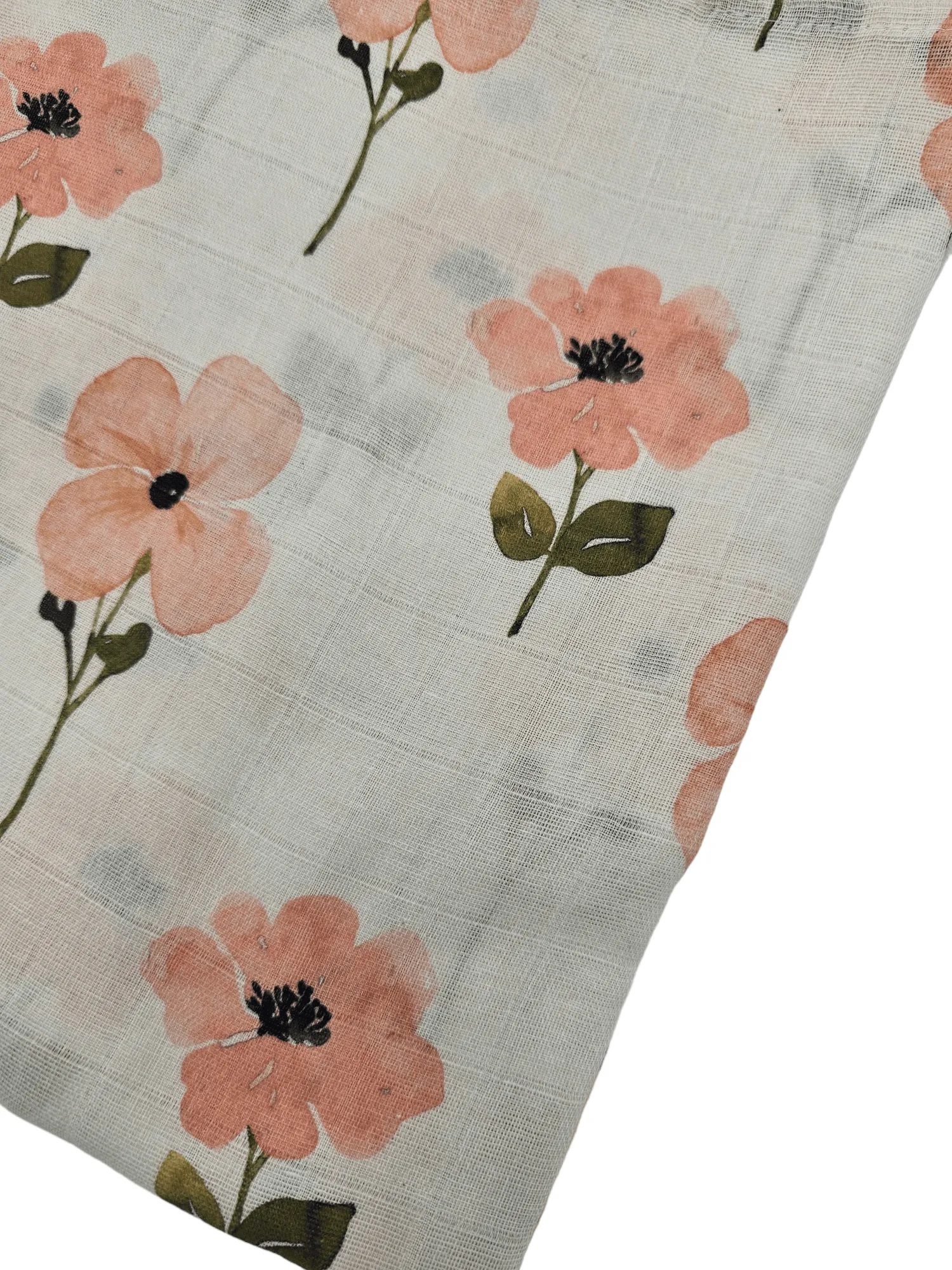 Large Peach Floral Muslin Swaddle blanket