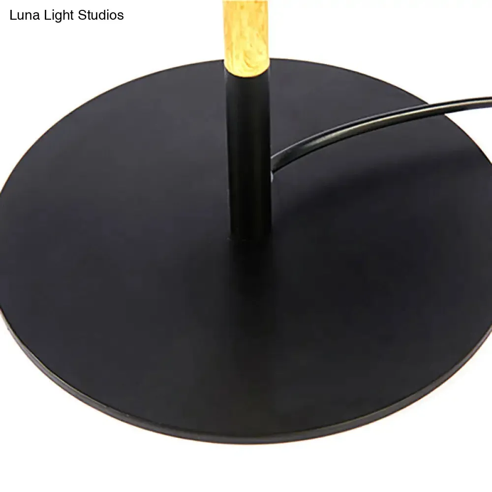 LED Drum Reading Light for Bedroom - Contemporary Fabric Task Lamp in White/Black