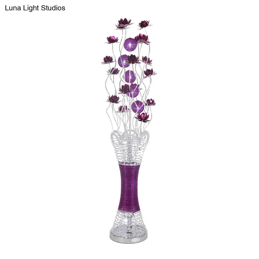 LED Slim Column Bloom Floor Lamp - Purple Aluminum Art Decor - Warm/White Light