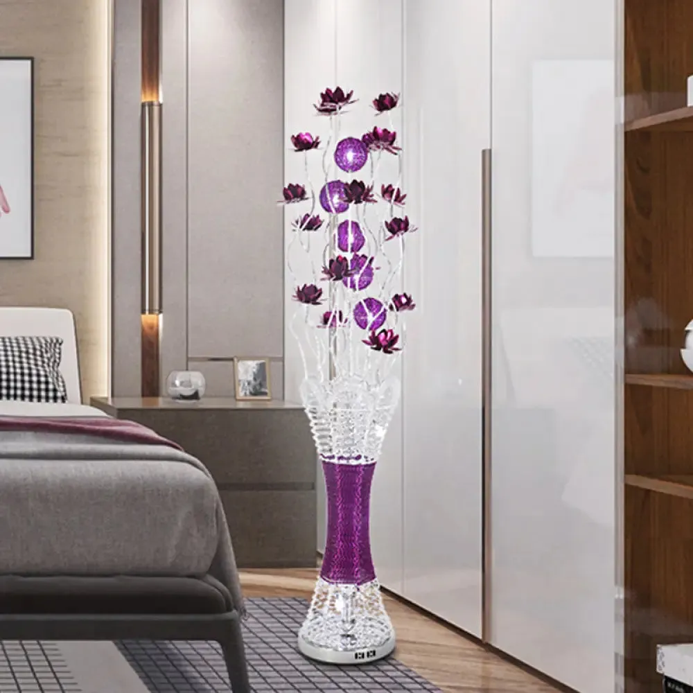 LED Slim Column Bloom Floor Lamp - Purple Aluminum Art Decor - Warm/White Light