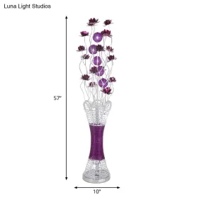 LED Slim Column Bloom Floor Lamp - Purple Aluminum Art Decor - Warm/White Light